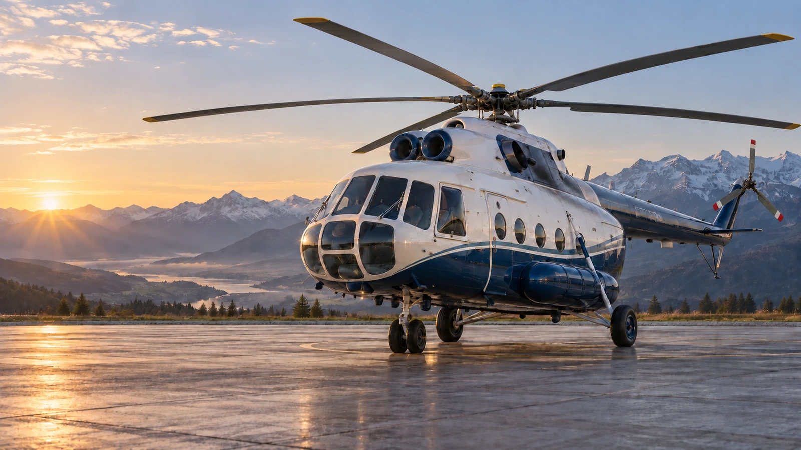 Helicopter in flight