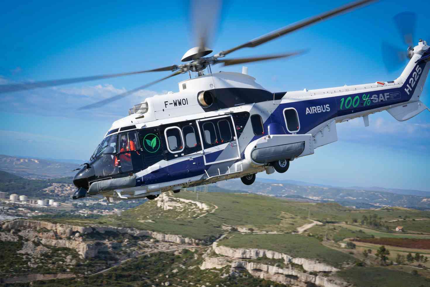 Helicopter in flight