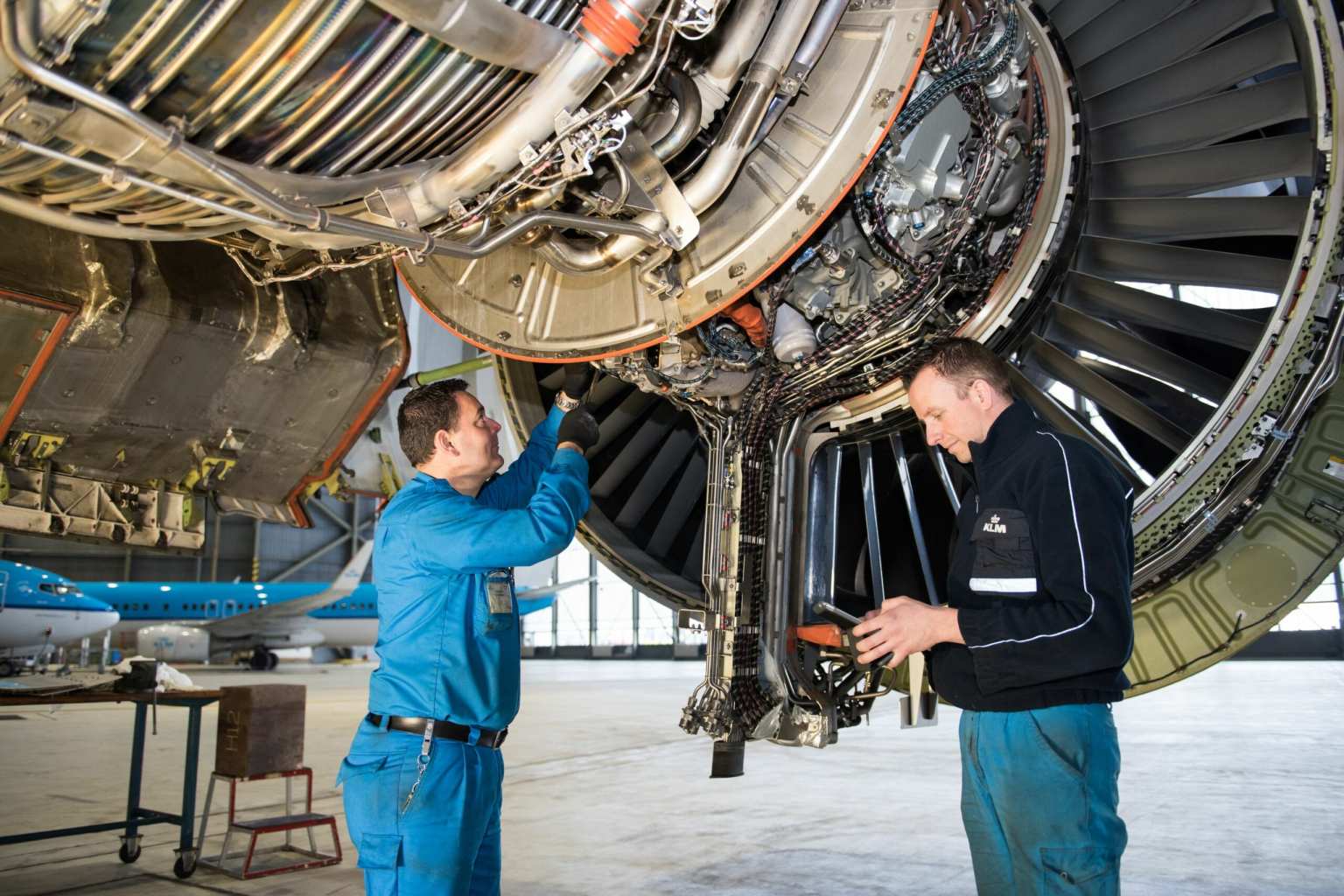 Aviation engine maintenance team